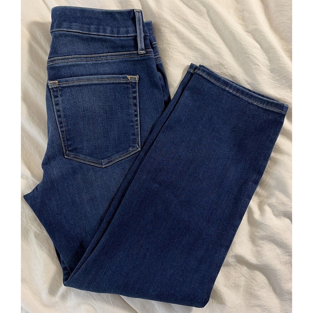 Good American Women's Good Petite Straight Jeans Size 6/28 Stretch Blue004 EUC